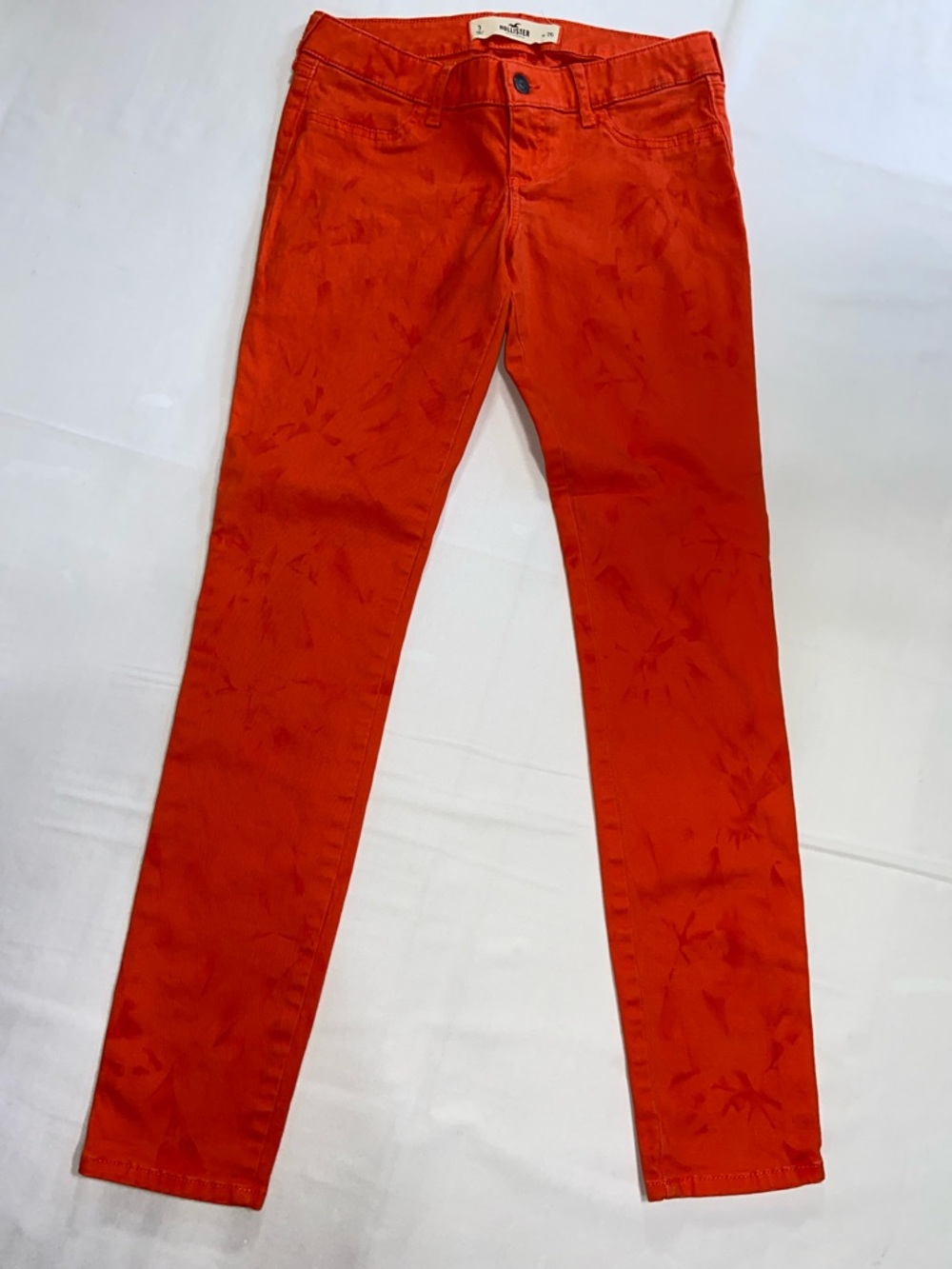 Hollister Junior's Orange Tie-Dye Denim Slim Straight Leg Mid-Rise Jeans Size 3